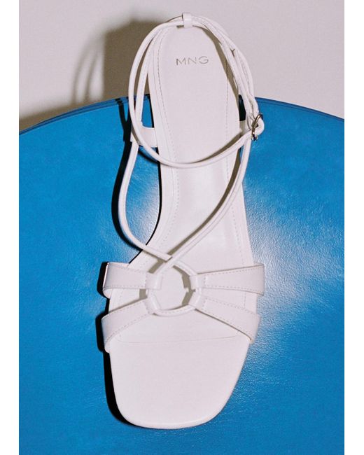Mango Blue Combined-Strap Heeled Sandals