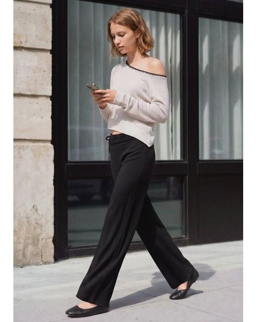 MANGO TEEN Gray Trousers With Embroidered Turn-Up Waistline