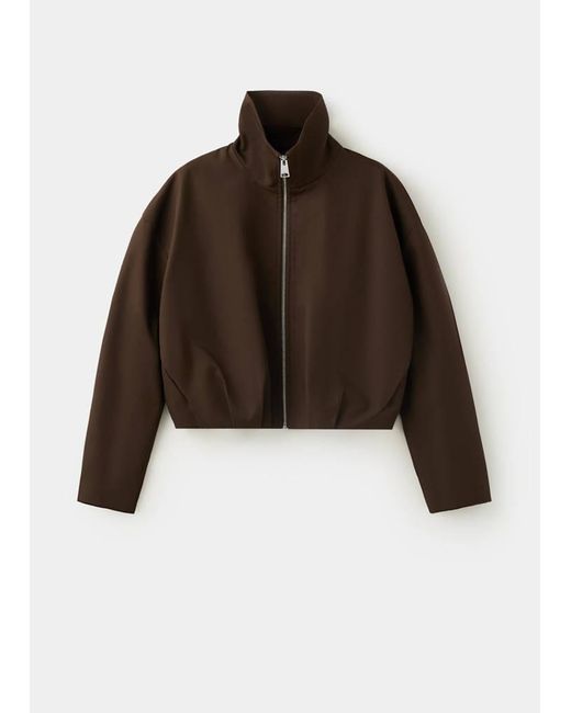 Mango Gray Oversized Funnel-Neck Jacket