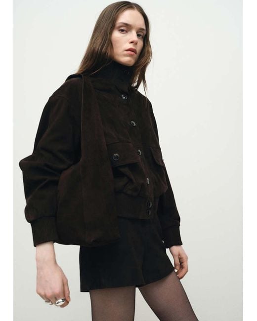 Mango Black Suede Shopper Bag