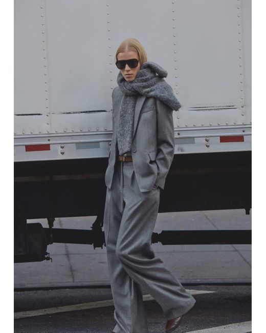 Mango Gray Virgin Wool Suit Jacket