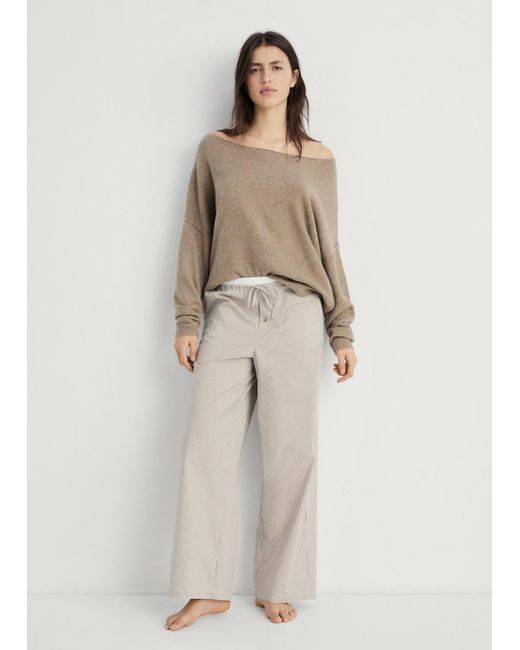 Mango Natural Pyjama-Hose Mit Streifen Und Elastischem Detail