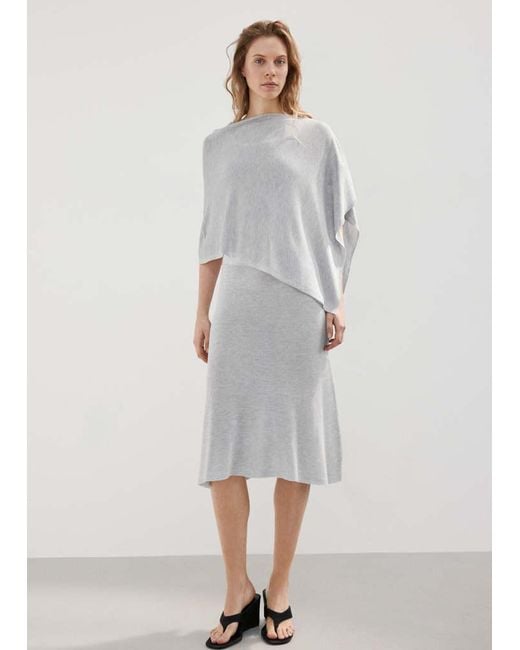 Mango Gray Asymmetrical Knitted Cape