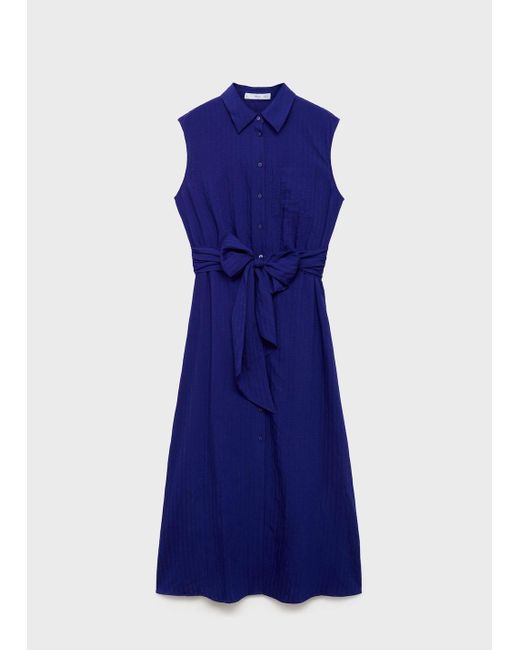 mango blue shirt dress Belt shirt dress
