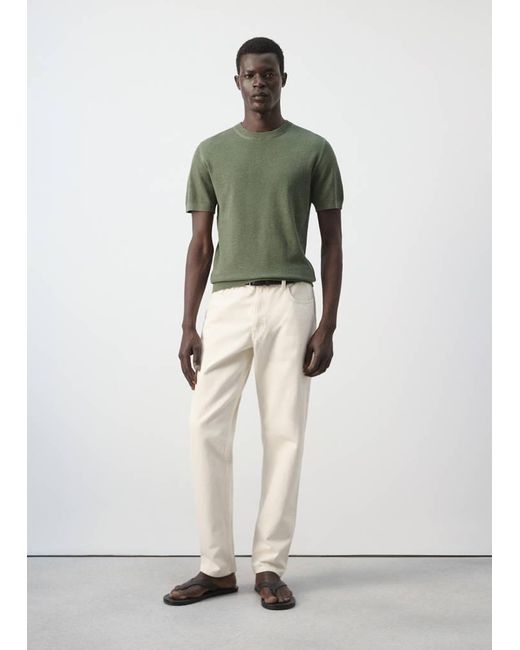 Mango Multicolor Fine Knit Cotton Blend T-Shirt for men