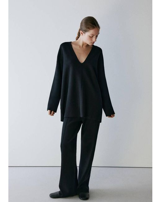 Mango Black Milano-Knit Sweater