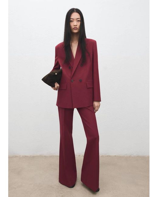 Mango Red Double-Breasted Suit Jacket
