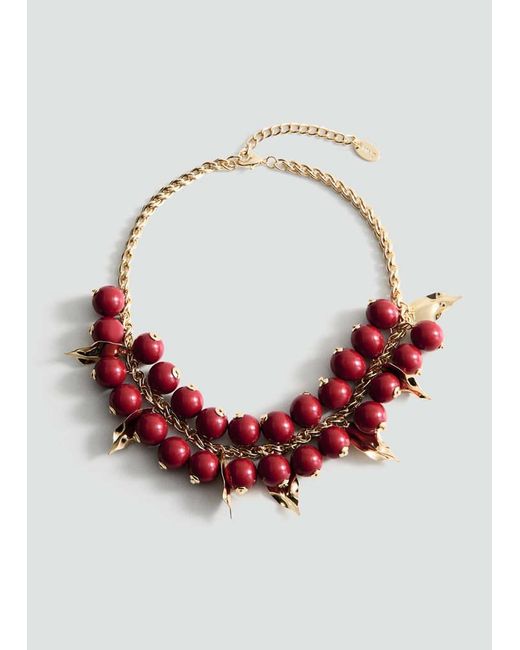 Mango Red Beaded Chain Necklace