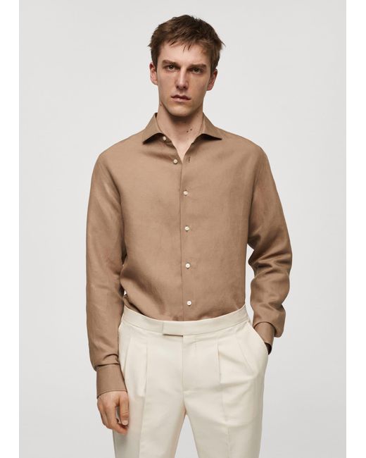 Mango Natural Slim-fit Linen Shirt for men