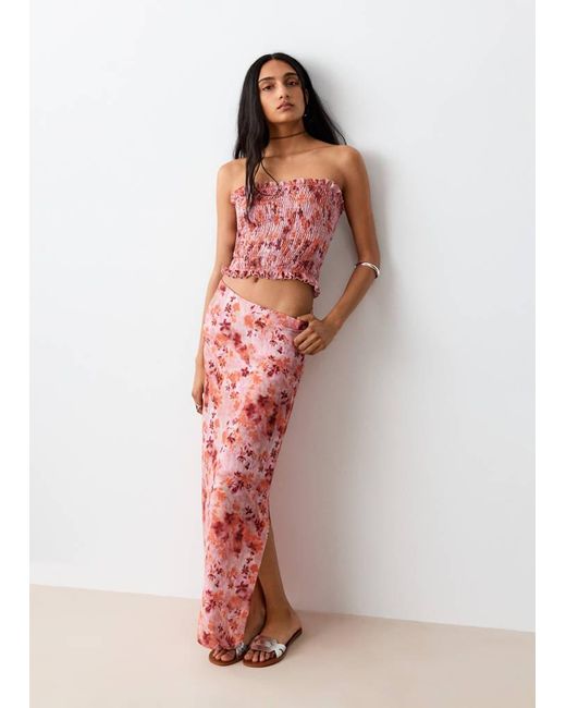 MANGO TEEN White Print Ruched Top