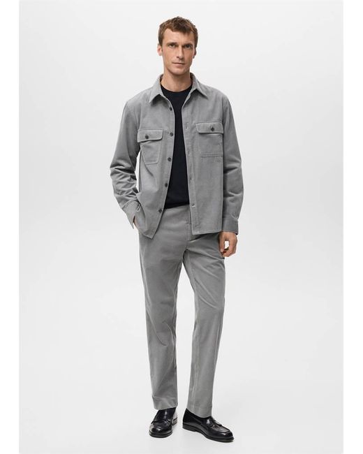 Mango Gray Corduroy Regular-Fit Trousers for men