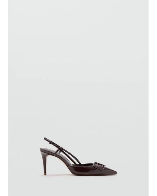 Mango White Patent Heeled Shoes