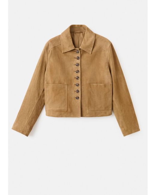 Mango Brown Suede Jacket With Buttons