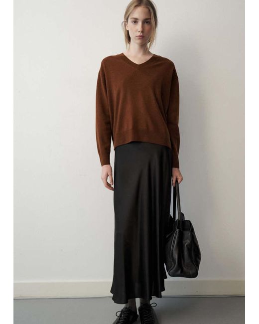 Mango Brown 100% Wool V-Neck Sweater