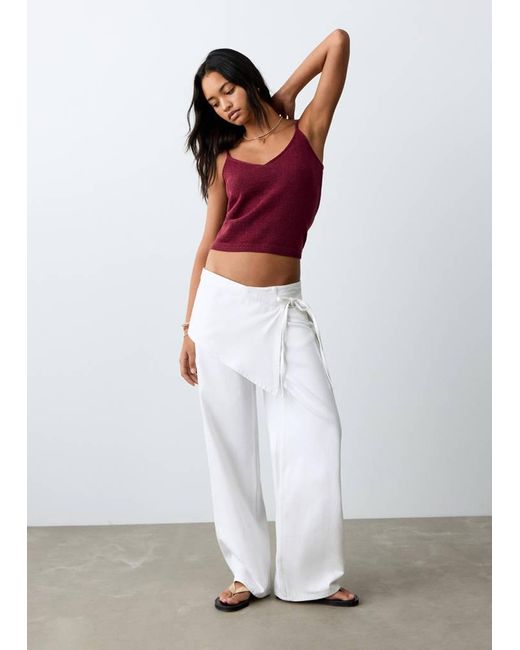MANGO TEEN White Knit Strap Top