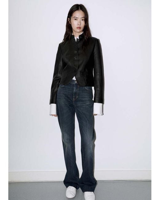 Mango Black Distressed Flare Jeans
