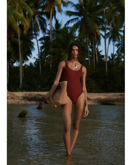 Mango Green Textured Swimsuit