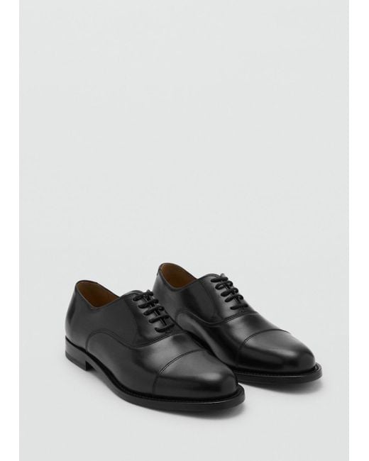 Mango Black Oxford Style Leather Shoe for men