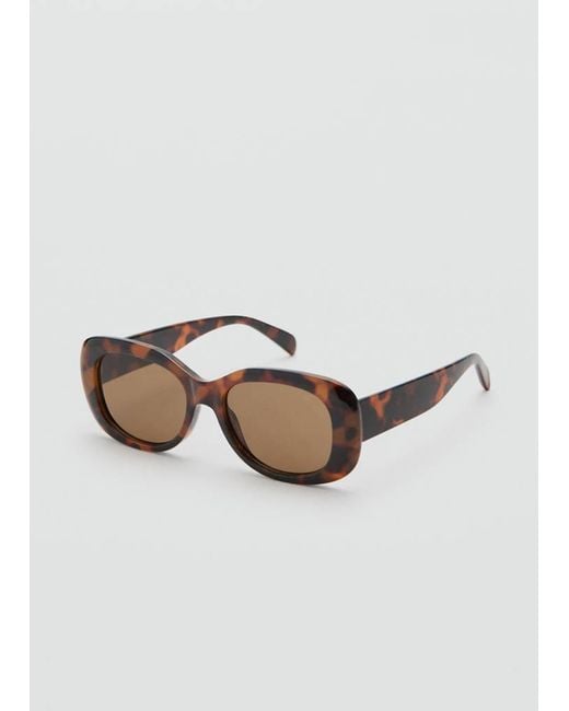Mango Brown Rectangular-Frame Sunglasses