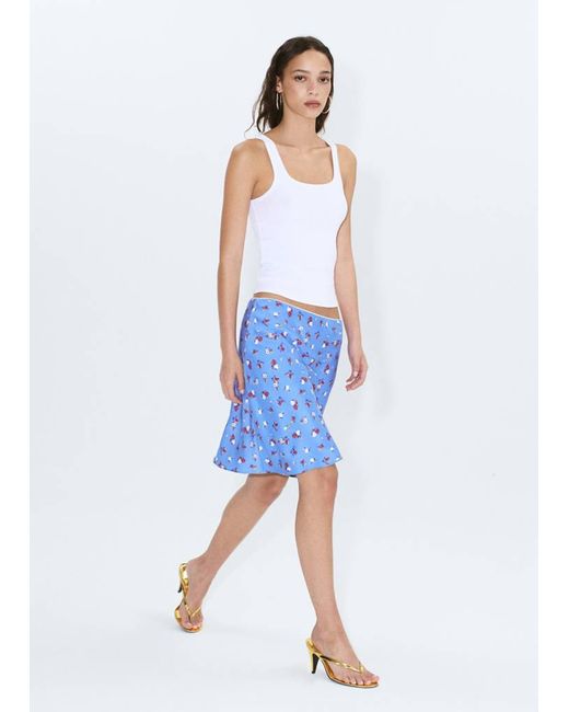 Mango Blue Floral Print Skirt