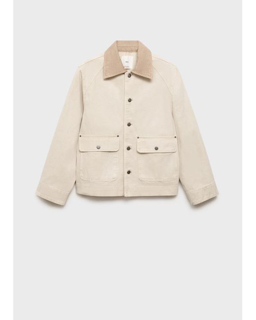 Mango Gray Denim Parka With Contrasting Collar