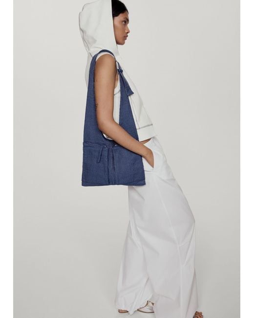 Mango Blue Denim Bag With Pockets Dark