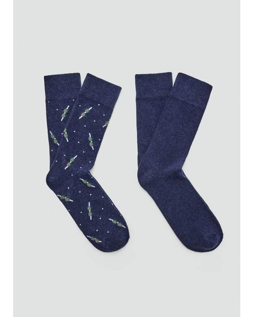 MANGO TEEN Blue Pack Of 2 Combined Socks for men