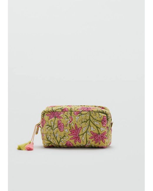 Mango Green Floral-Print Cosmetic Bag