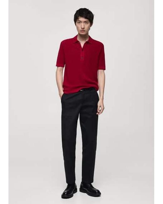 Mango Red 100% Cotton Knitted Polo Shirt for men