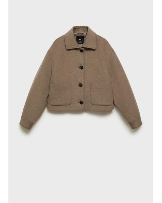 Mango White Wool Jacket With Pockets