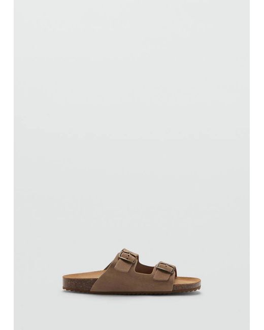 MANGO TEEN Brown Buckle Leather Sandals
