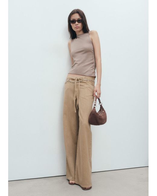 Mango White Asymmetrical Knitted Top With Straps