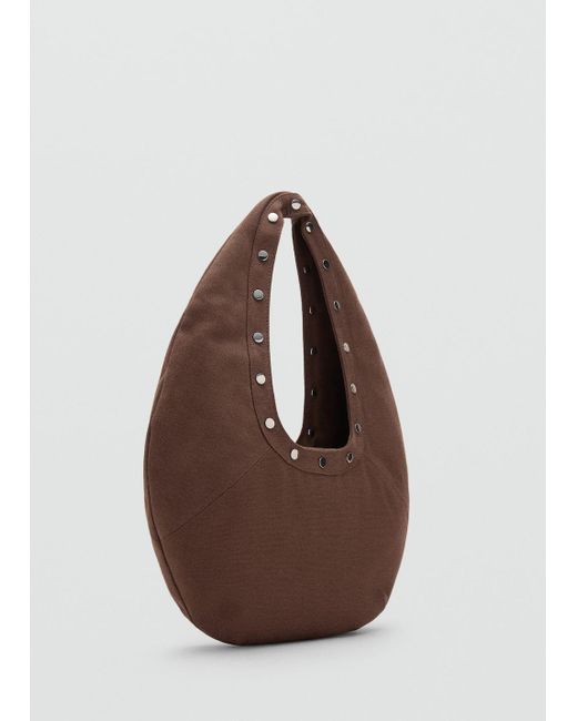 Mango Brown Oval Studded Shoulder Bag