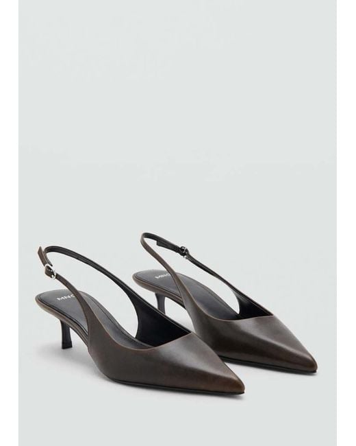 Mango Brown Worn-Effect Heeled Shoe