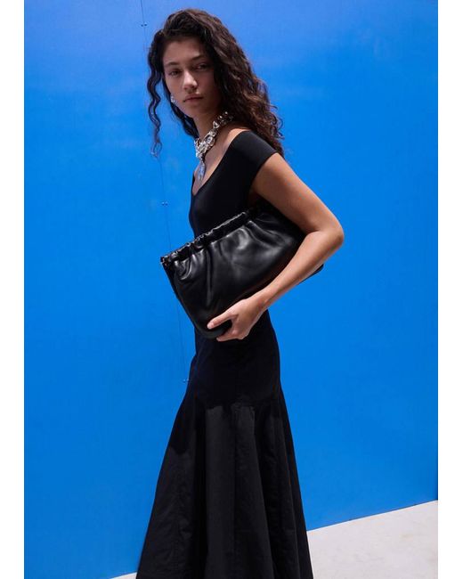Mango Blue Leather Handbag