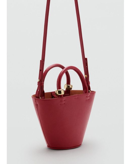 Mini Sac Cabas Détail Métallique Bordeaux Mango en coloris Red