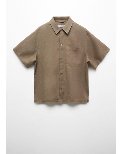 Mango Natural Regular-fit 100% Linen Shirt With Pocket for men
