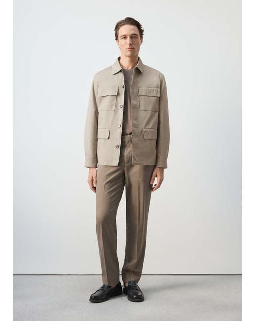 Giacca 100% Cotone Multitasche di Mango in Natural da Uomo