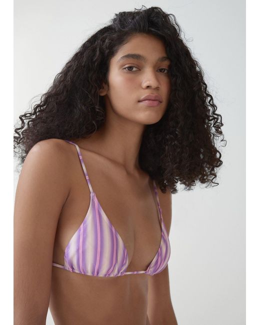 Mango Purple Striped Bikini Top