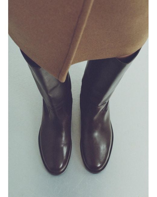Mango Black Knee-High Leather Boots