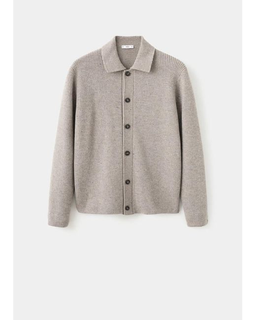 Mango Gray Ribbed Knit Cardigan for men