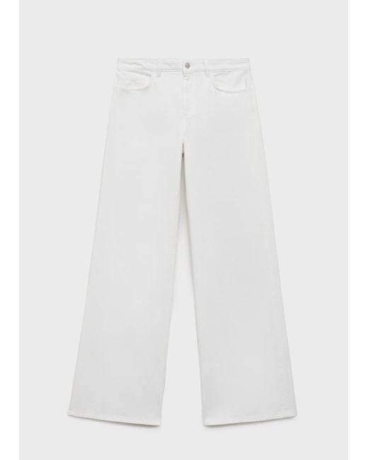 Mango White Low Waist Wide Leg Jeans