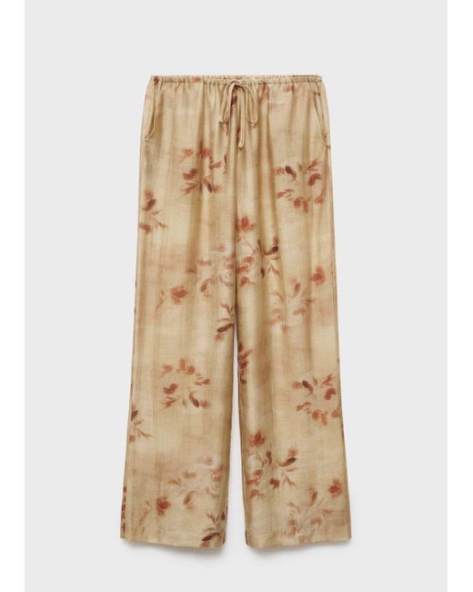 Mango Natural Leaf-Print Trousers