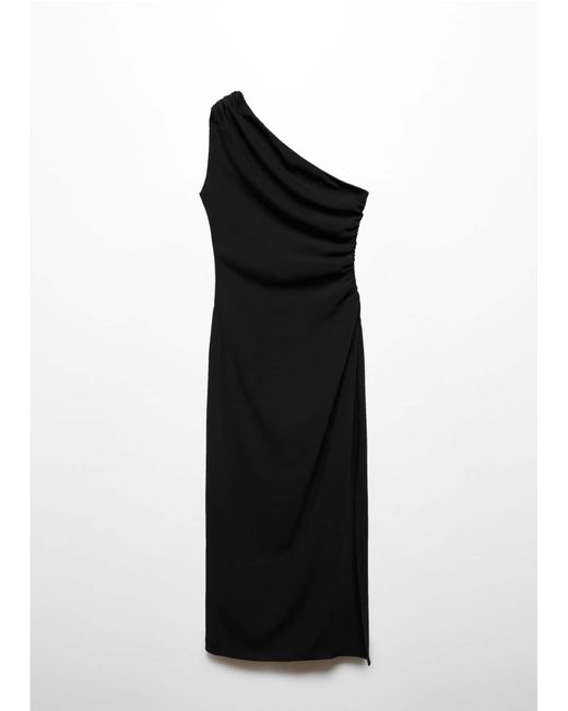 Mango Black Asymmetrical Dress With Side Slit