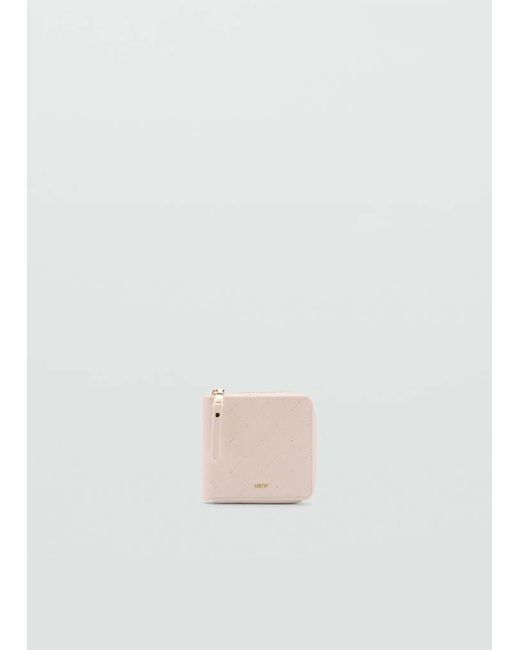 Mango Natural Wallet With Decorative Stitching