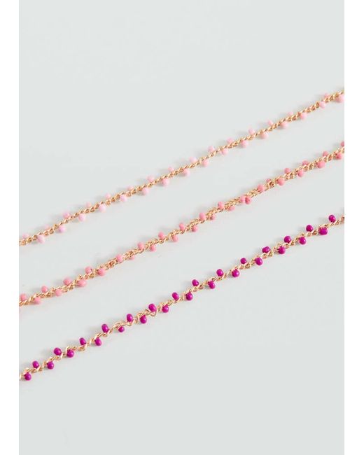 MANGO TEEN Pink Multichain Bead Necklace