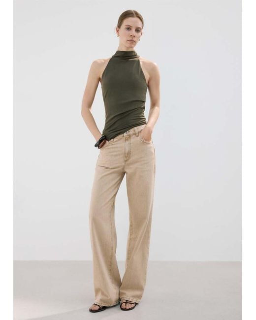 Mango Natural Danila High-Waisted Wide Leg Jeans