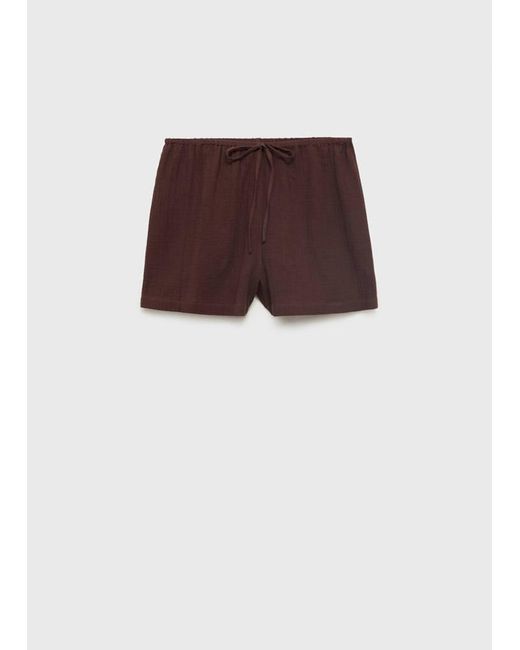 Mango Blue Cotton Shorts With Drawstring