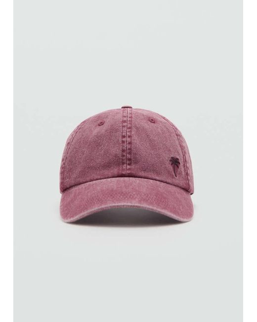 MANGO TEEN Pink Distressed Effect Embroidered Cap