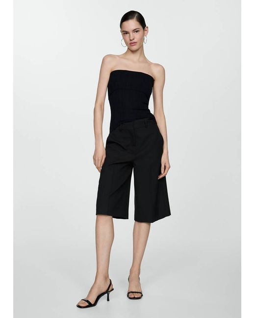 Mango Blue Strapless Knitted Top